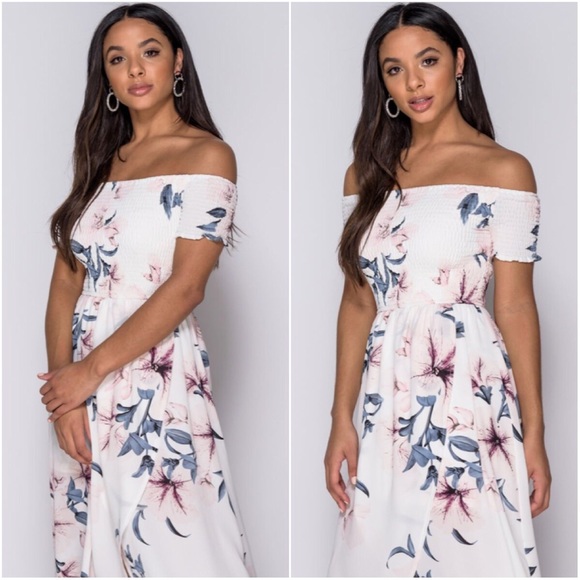 🆕Willow Floral Off Shoulder Bardot Dress - Picture 3 of 3